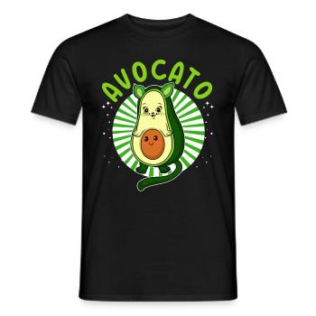 Avocato Mix aus Avocado und Katze für Vegetarier - Männer T-Shirt - Schwarz - Vorne - AI Model Male 178 light (178cm)