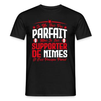 je ne suis pas parfait, supporteur de Nîmes . - T-shirt homme - noir - Devant - AI Model Male 178 light (178cm)