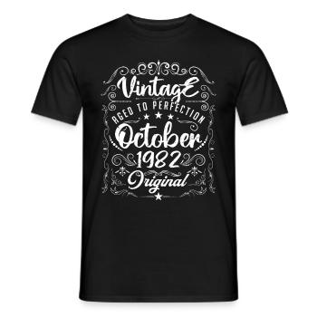 Vintage BORN IN OCTOBER 1982 - anniversary gift. - T-shirt homme - noir - Devant - AI Model Male 178 light (178cm)