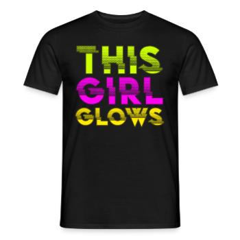 This Girl Glows Party 80s vintage colorful - Men's T-Shirt - black - Front - AI Model Male 178 light (178cm)