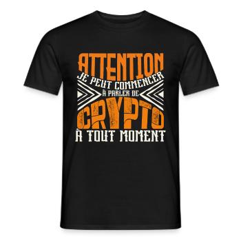 Avertissement, crypto à tout moment. - T-shirt homme - noir - Devant - AI Model Male 178 light (178cm)