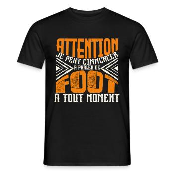 Avertissement, Foot à tout moment. - T-shirt homme - noir - Devant - AI Model Male 178 light (178cm)