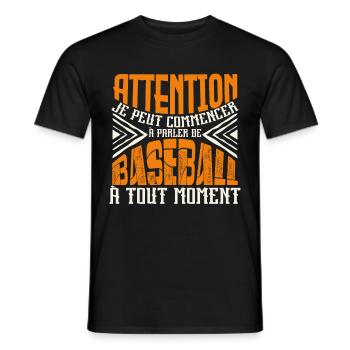 Avertissement, Baseball à tout moment. - T-shirt homme - noir - Devant - AI Model Male 178 light (178cm)