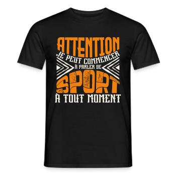 Avertissement, Sport à tout moment. - T-shirt homme - noir - Devant - AI Model Male 178 light (178cm)