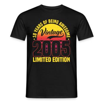 18 ans Millésime 2005 Edition Limitée 18. - T-shirt homme - noir - Devant - AI Model Male 178 light (178cm)