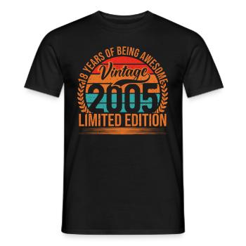 18 ans Millésime 2005 Edition Limitée 18. - T-shirt homme - noir - Devant - AI Model Male 178 light (178cm)