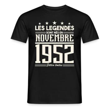 Les légendes sont nés en novembre 1952. - T-shirt homme - noir - Devant - AI Model Male 178 light (178cm)