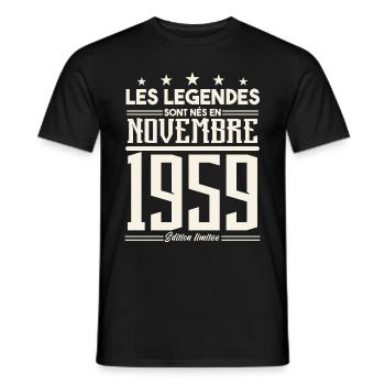 Les légendes sont nés en novembre 1959. - T-shirt homme - noir - Devant - AI Model Male 178 light (178cm)