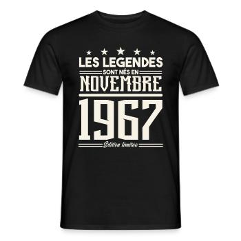 Les légendes sont nés en novembre 1967. - T-shirt homme - noir - Devant - AI Model Male 178 light (178cm)
