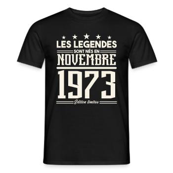 Les légendes sont nés en novembre 1973. - T-shirt homme - noir - Devant - AI Model Male 178 light (178cm)