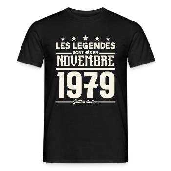 Les légendes sont nés en novembre 1979. - T-shirt homme - noir - Devant - AI Model Male 178 light (178cm)
