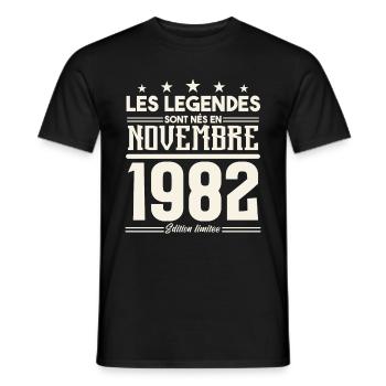 Les légendes sont nés en novembre 1982. - T-shirt homme - noir - Devant - AI Model Male 178 light (178cm)