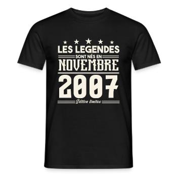 Les légendes sont nés en novembre 2007. - T-shirt homme - noir - Devant - AI Model Male 178 light (178cm)