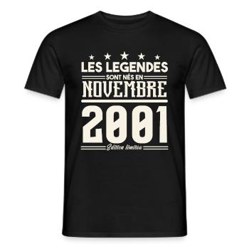 Les légendes sont nés en novembre 2001. - T-shirt homme - noir - Devant - AI Model Male 178 light (178cm)