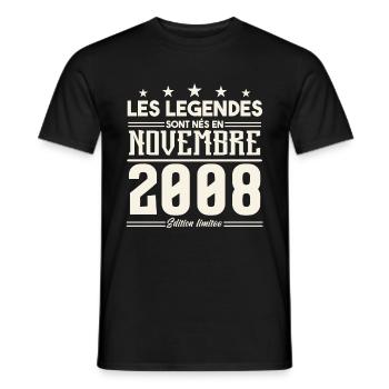 Les légendes sont nés en novembre 2008. - T-shirt homme - noir - Devant - AI Model Male 178 light (178cm)