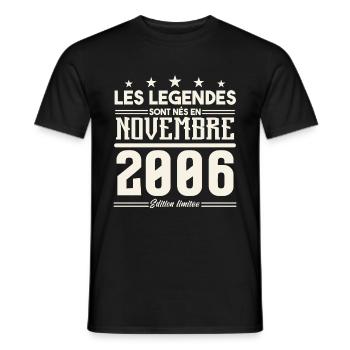 Les légendes sont nés en novembre 2006. - T-shirt homme - noir - Devant - AI Model Male 178 light (178cm)