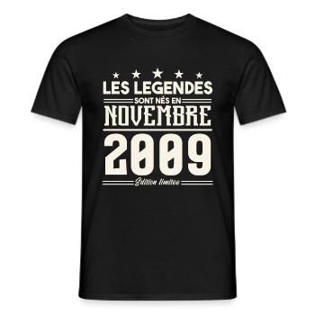 Les légendes sont nés en novembre 2009. - T-shirt homme - noir - Devant - AI Model Male 178 light (178cm)