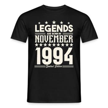 Legends Are Born In November 1994.Gift anniversary - Men's T-Shirt - black - Front - AI Model Male 178 light (178cm)