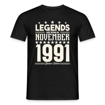 Legenden werden im November 1991 geboren.Geschenkjubiläum - Männer T-Shirt - Schwarz - Vorne - AI Model Male 178 light (178cm)