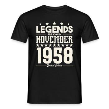Legends Are Born In November 1958.Gift anniversary - Men's T-Shirt - black - Front - AI Model Male 178 light (178cm)