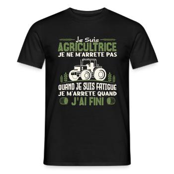Je suis agricultrice je ne m'arrête pas. - T-shirt homme - noir - Devant - AI Model Male 178 light (178cm)