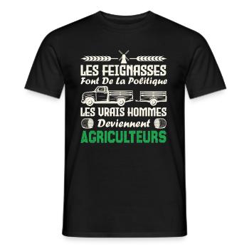 Les vrais hommes deviennent agriculteurs - T-shirt homme - noir - Devant - AI Model Male 178 light (178cm)