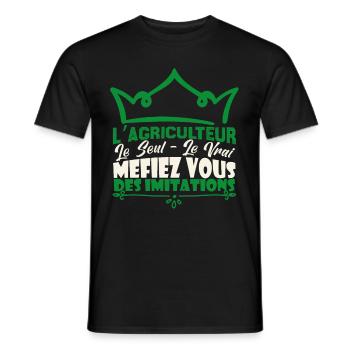 Agriculteur le seul le vrai méfiez vous. - T-shirt homme - noir - Devant - AI Model Male 178 light (178cm)