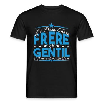 J'ai deux titres frère et Gentil. Cadeau frère. - T-shirt homme - noir - Devant - AI Model Male 178 light (178cm)