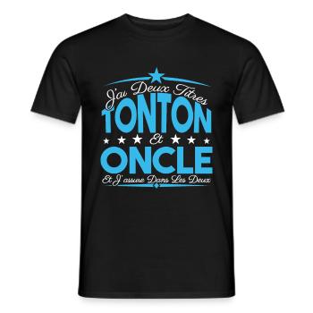 J'ai deux titres tonton et Oncle. Cadeau tonton. - T-shirt homme - noir - Devant - AI Model Male 178 light (178cm)