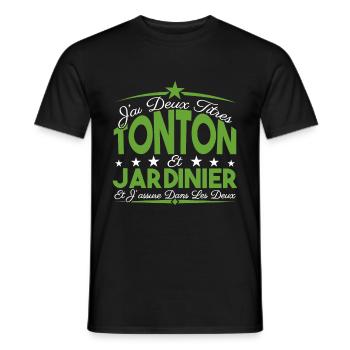 J'ai deux titres tonton et Jardinier Cadeau tonton - T-shirt homme - noir - Devant - AI Model Male 178 light (178cm)