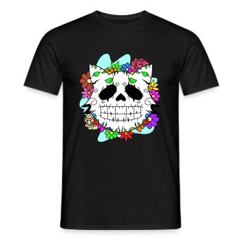 Day of the dead Katze mit Blumen mexikanisches - Männer T-Shirt - Schwarz - Vorne - AI Model Male 178 light (178cm)