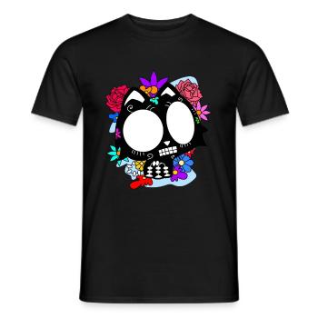Day of the dead Katze mit Blumen mexikanisches - Männer T-Shirt - Schwarz - Vorne - AI Model Male 178 light (178cm)