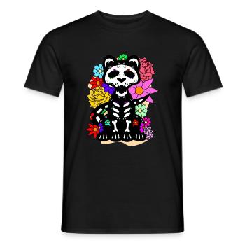 Day of the dead Katze mit Blumen mexikanisches - Männer T-Shirt - Schwarz - Vorne - AI Model Male 178 light (178cm)