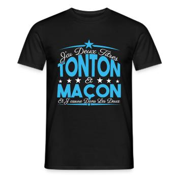 J'ai deux titres tonton et Maçon. Cadeau tonton. - T-shirt homme - noir - Devant - AI Model Male 178 light (178cm)