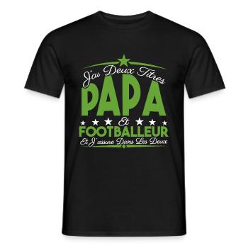 J'ai deux titres Papa et footballeur, Cadeau Papa. - T-shirt homme - noir - Devant - AI Model Male 178 light (178cm)