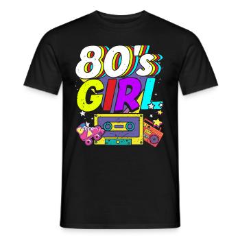 Women 80s girl 80s Themes Party Vintage 1980s - Men's T-Shirt - black - Front - AI Model Male 178 light (178cm)