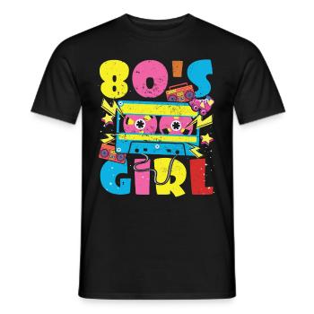 Women 80s girl 80s Themes Party Vintage 1980s - Men's T-Shirt - black - Front - AI Model Male 178 light (178cm)