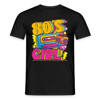 Women 80s girl 80s Themes Party Vintage 1980s - Men's T-Shirt - black - Front - AI Model Male 178 light (178cm)