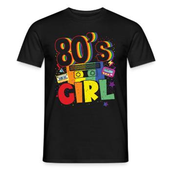 Women 80s girl 80s Themes Party Vintage 1980s - Men's T-Shirt - black - Front - AI Model Male 178 light (178cm)