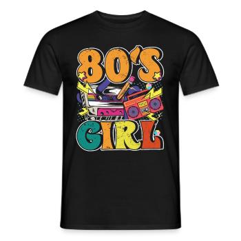 Women 80s girl 80s Themes Party Vintage 1980s - Men's T-Shirt - black - Front - AI Model Male 178 light (178cm)