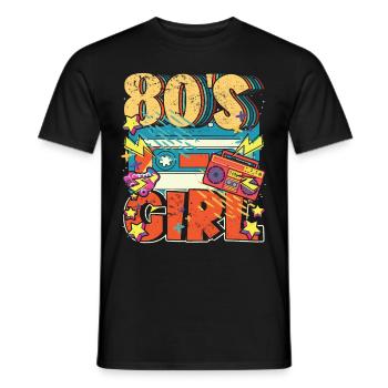 Women 80s girl 80s Themes Party Vintage 1980s - Men's T-Shirt - black - Front - AI Model Male 178 light (178cm)