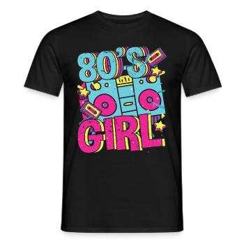 Women 80s girl 80s Themes Party Vintage 1980s - Men's T-Shirt - black - Front - AI Model Male 178 light (178cm)