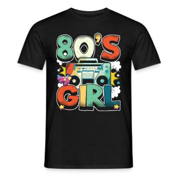 Women 80s girl 80s Themes Party Vintage 1980s - Men's T-Shirt - black - Front - AI Model Male 178 light (178cm)