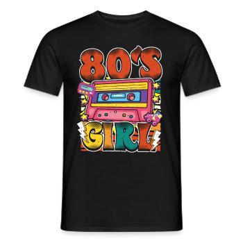 Women 80s girl 80s Themes Party Vintage 1980s - Men's T-Shirt - black - Front - AI Model Male 178 light (178cm)