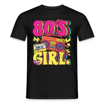 Women 80s girl 80s Themes Party Vintage 1980s - Men's T-Shirt - black - Front - AI Model Male 178 light (178cm)