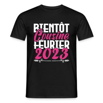 Annonce grossesse. bientôt Cousine février 2023. - T-shirt homme - noir - Devant - AI Model Male 178 light (178cm)