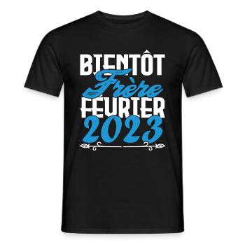 Annonce grossesse. bientôt Frère Février 2023. - T-shirt homme - noir - Devant - AI Model Male 178 light (178cm)