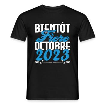 Annonce grossesse. bientôt Frère Octobre 2023. - T-shirt homme - noir - Devant - AI Model Male 178 light (178cm)