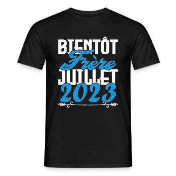Annonce grossesse. bientôt Frère Juillet 2023. - T-shirt homme - noir - Devant - AI Model Male 178 light (178cm)