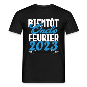 Annonce grossesse. bientôt Oncle Février 2023. - T-shirt homme - noir - Devant - AI Model Male 178 light (178cm)